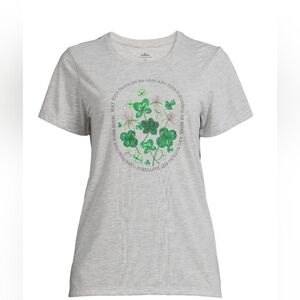 Celebrate It Heather Gray Tee with Green Shamrock Design